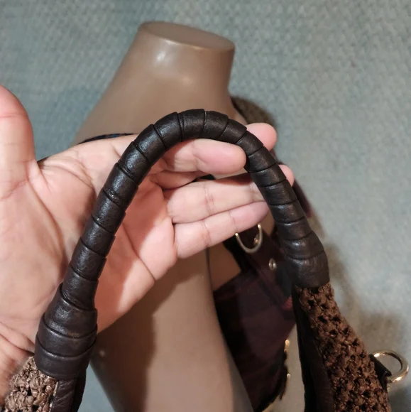 Plinio Visona Brown Straw Woven Shoulder Crossbody Bag. - Picture 9 of 16